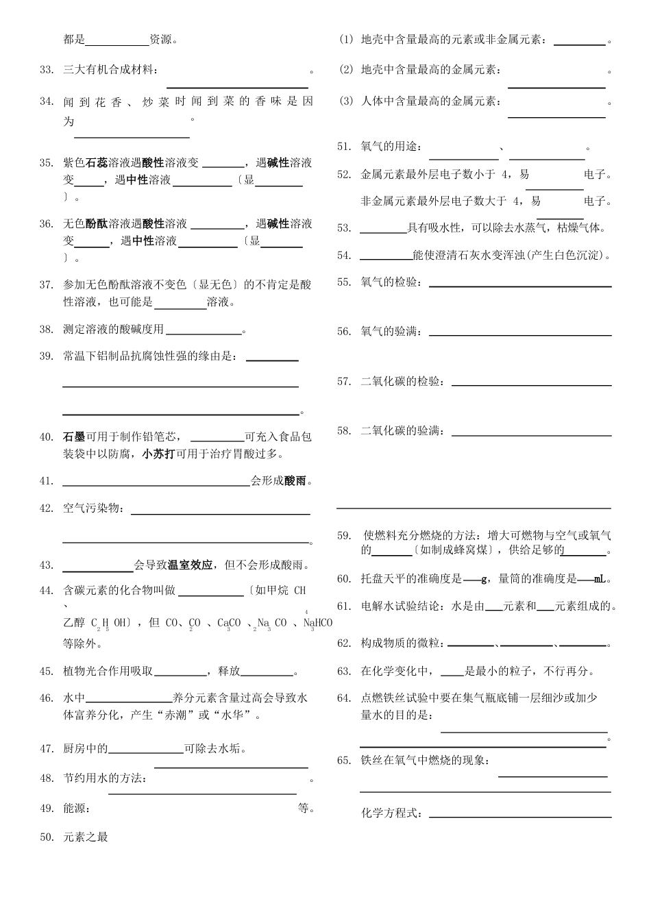 2023年人教版九年级化学知识点归纳复习总结填空题_第2页