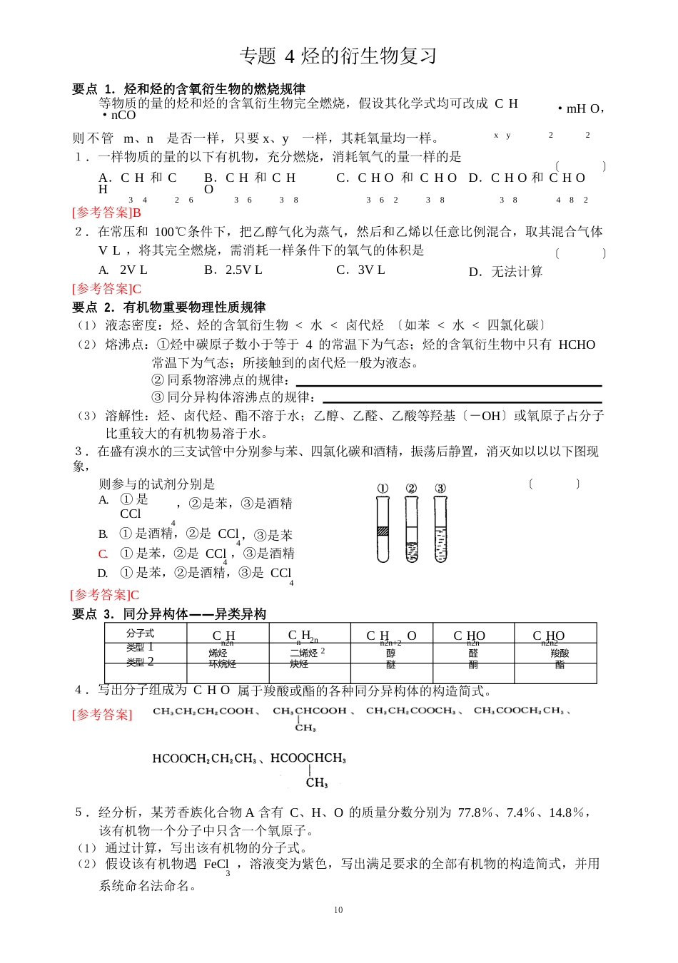 《专题4烃的衍生物》十大知识点归类训练_第1页