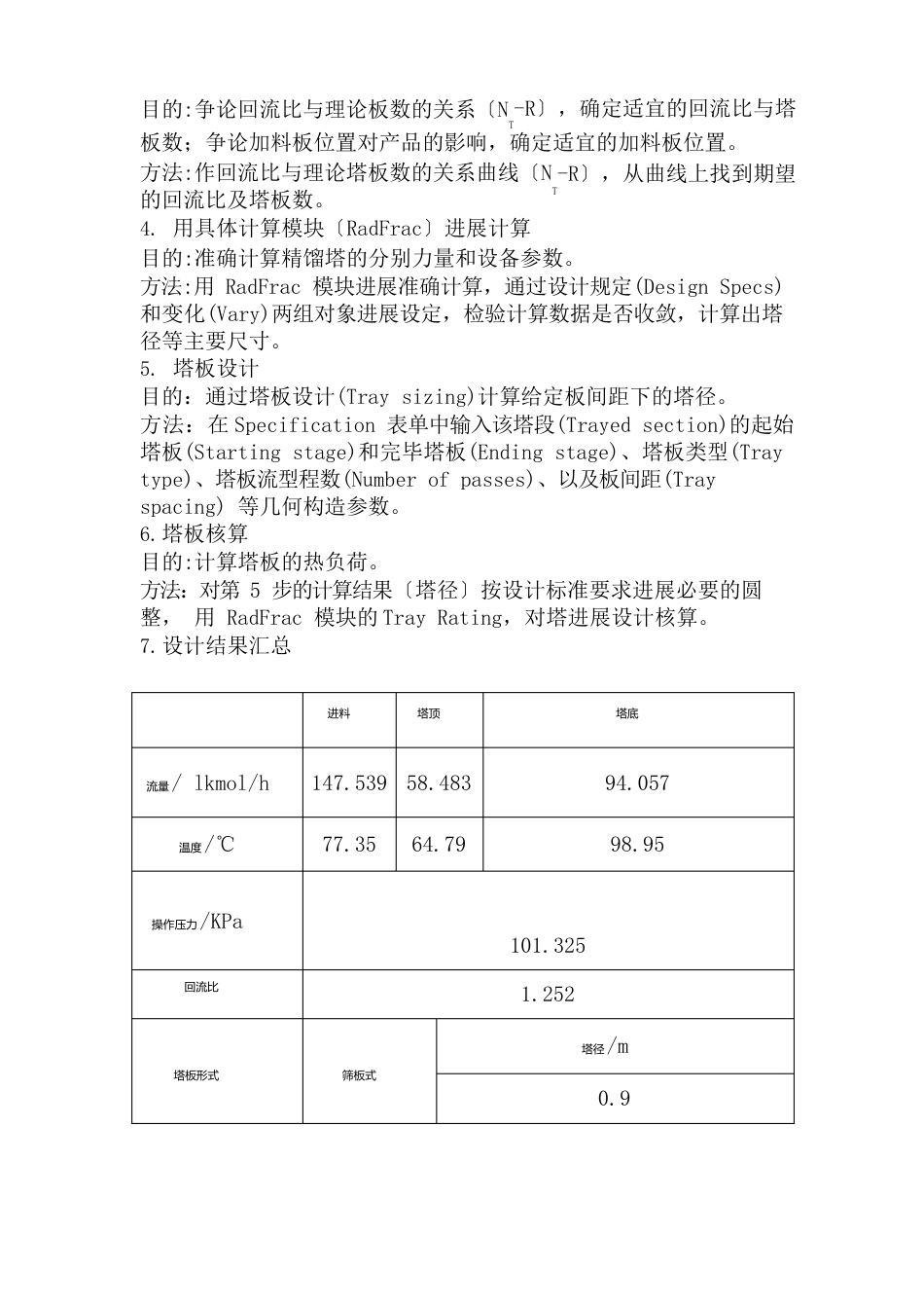 Aspenplus模拟甲醇、水精馏塔设计说明书_第2页