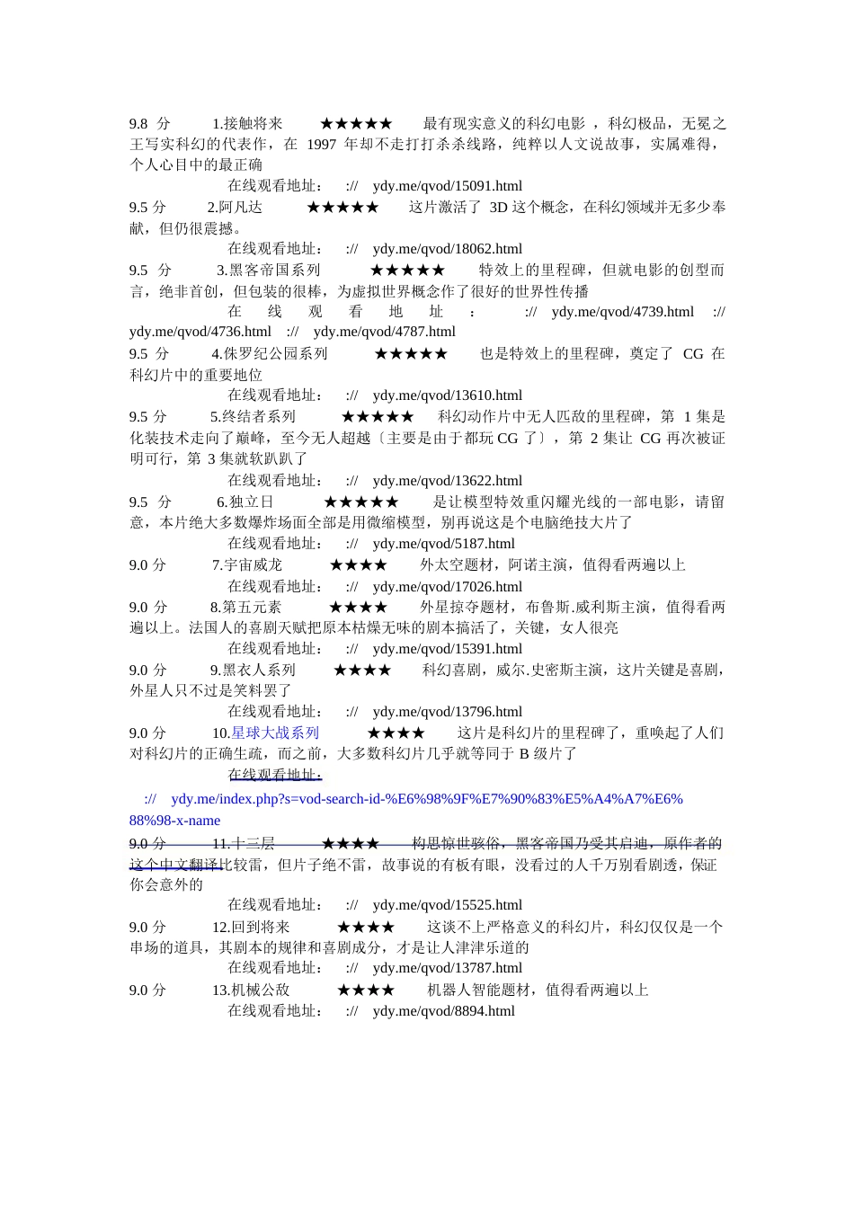 100部科幻电影推荐部分剧情介绍_第1页