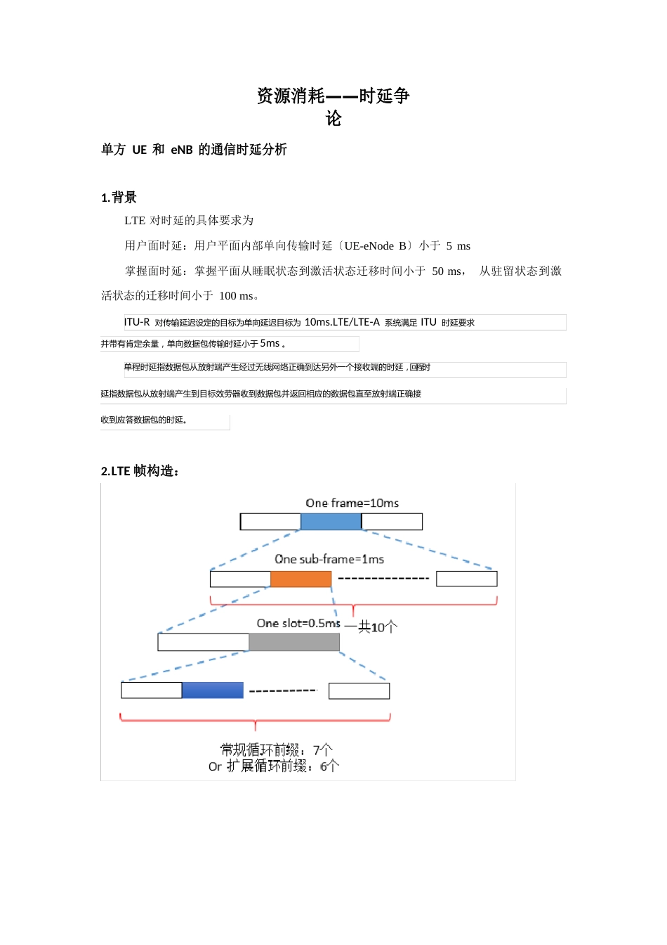 LTE帧结构及初步时延分析_第1页