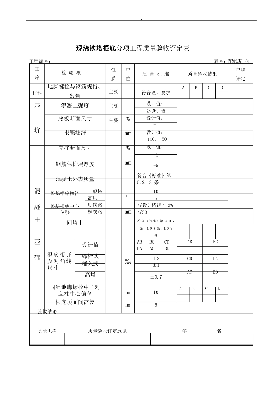 10KV架空线路分项工程质量检验评定表_第2页