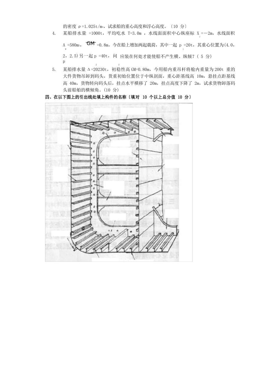 14轮机《船舶概论》试卷A及答案及评分_第3页