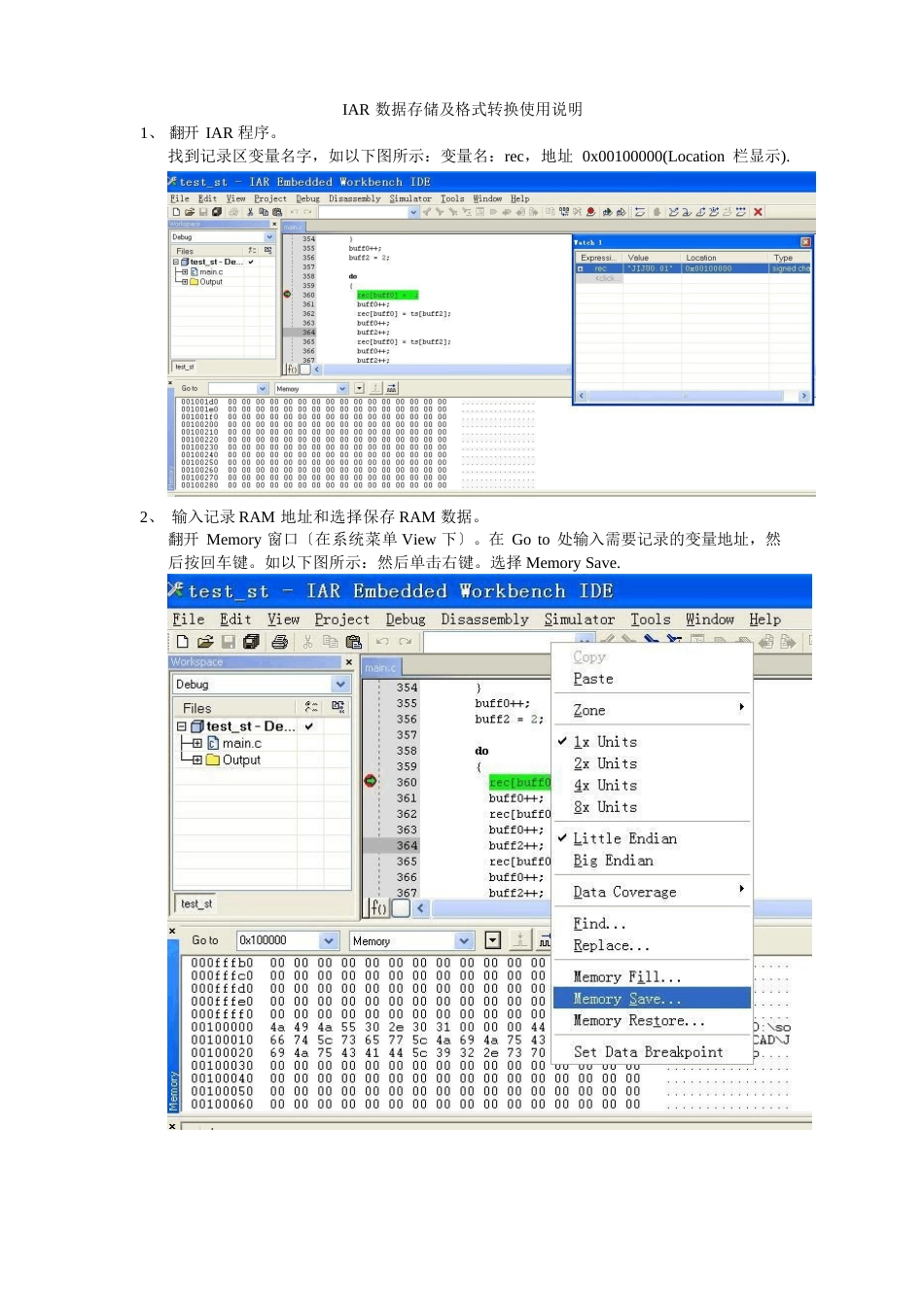 IAR数据存储及格式转换使用说明_第1页