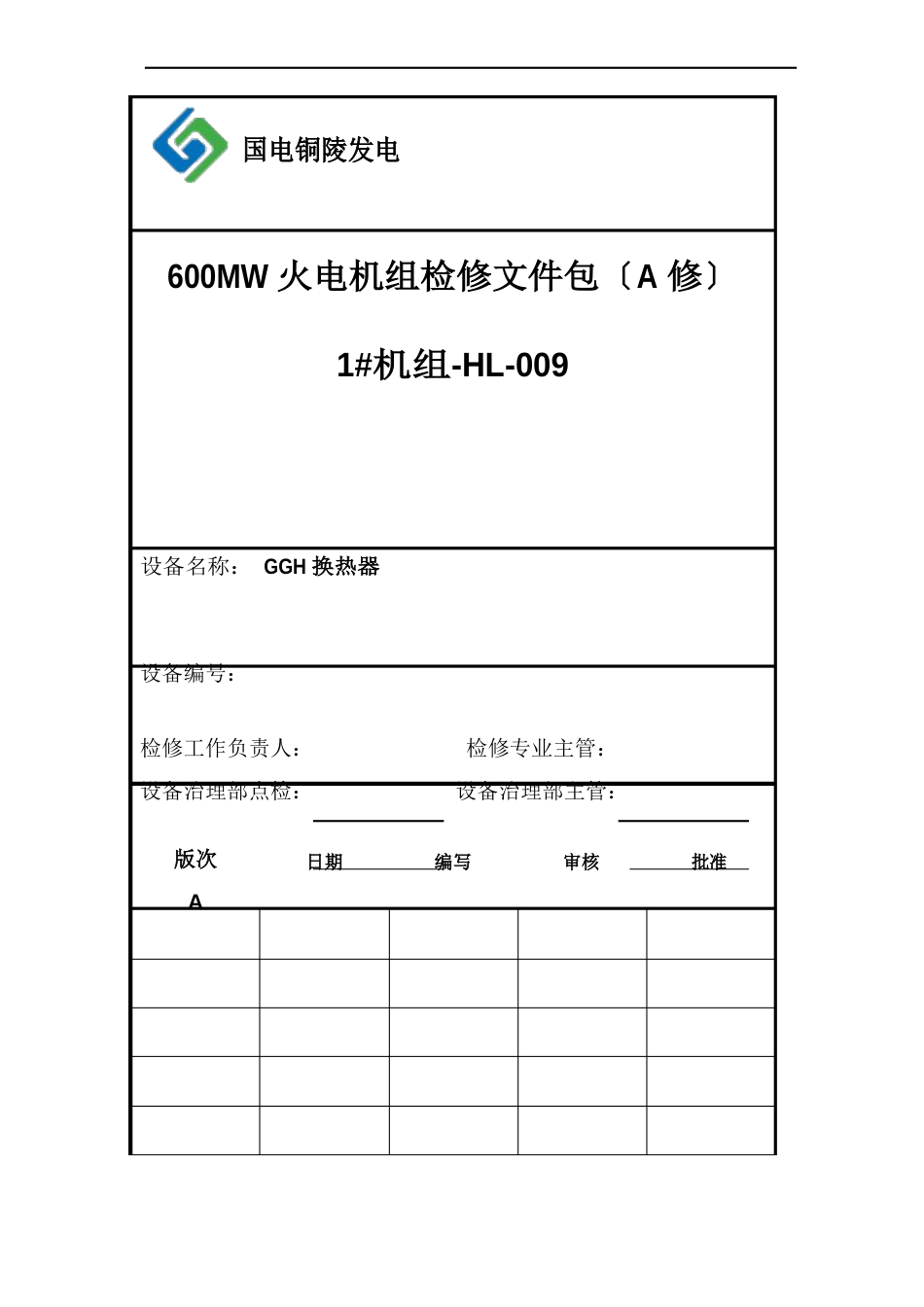 HL-009-GGH换热器检修作业文件包_第1页