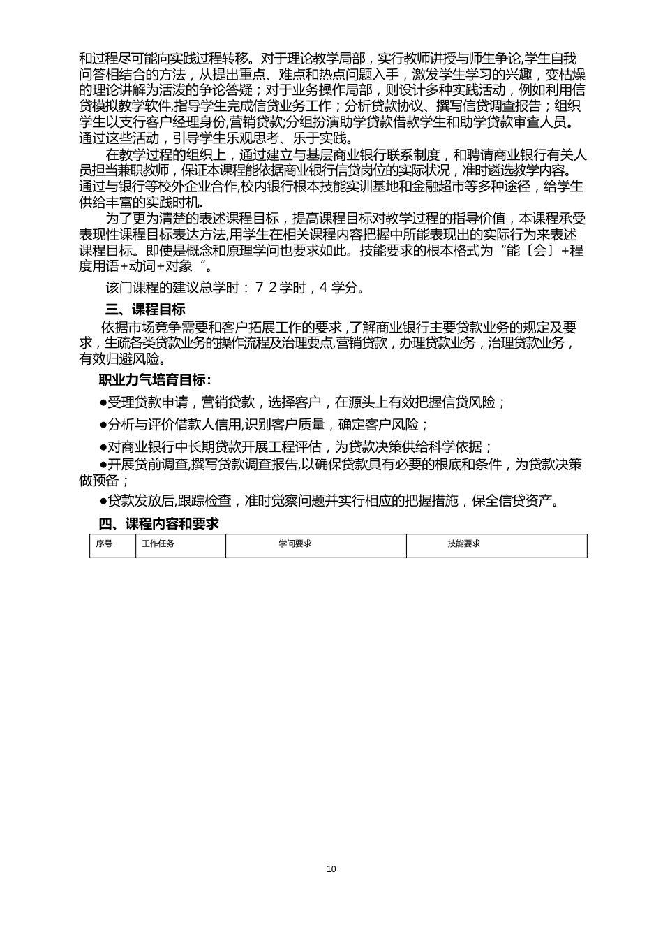 《商业银行信贷实务》课程标准_第2页