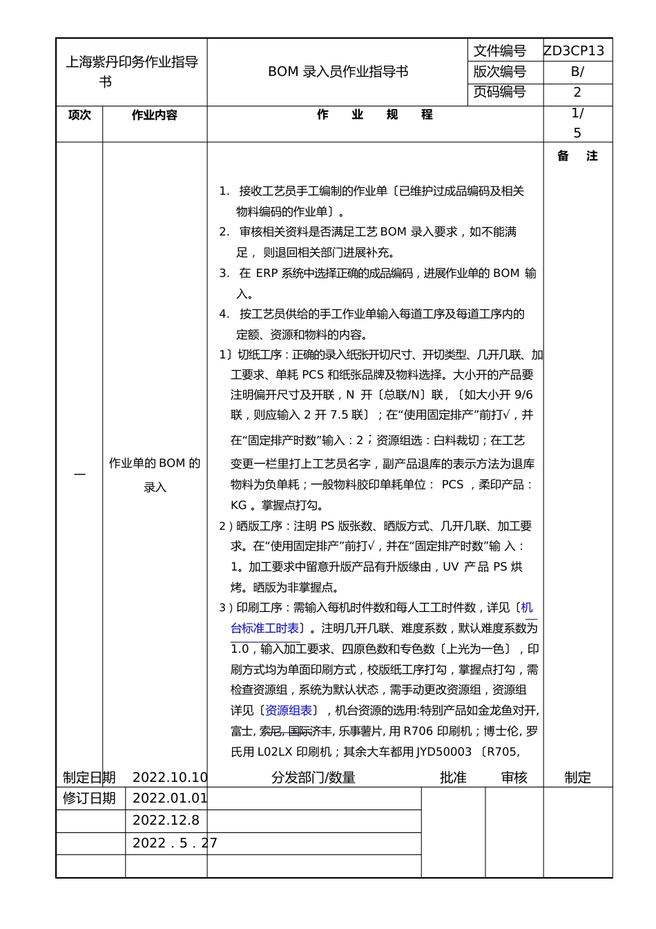 ZD3CP13BOM录入员作业指导书_第1页