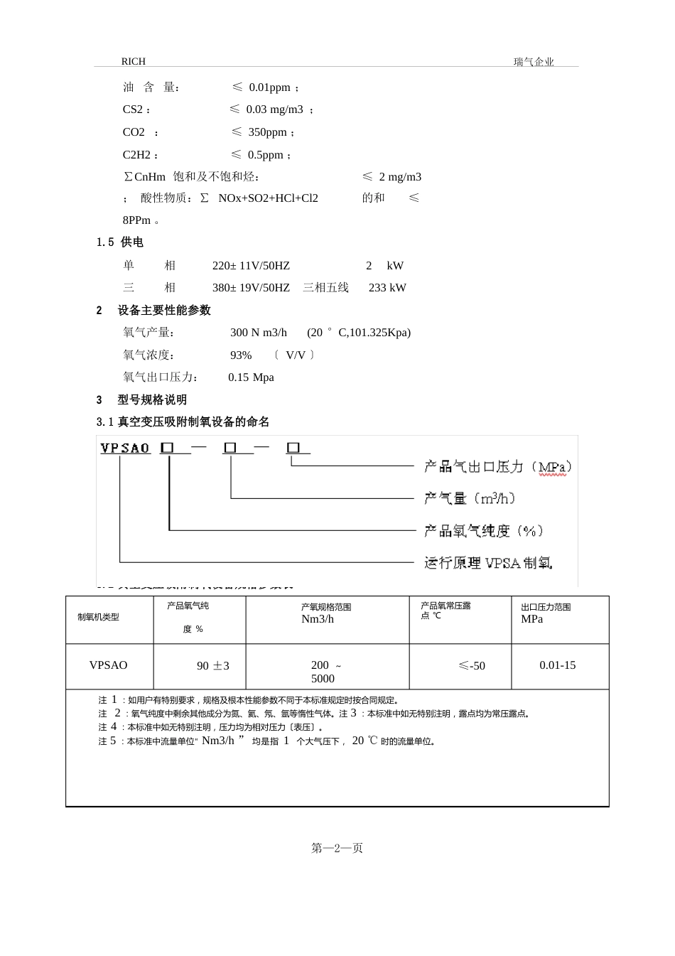 VPSA变压吸附制氧设备说明书_第2页