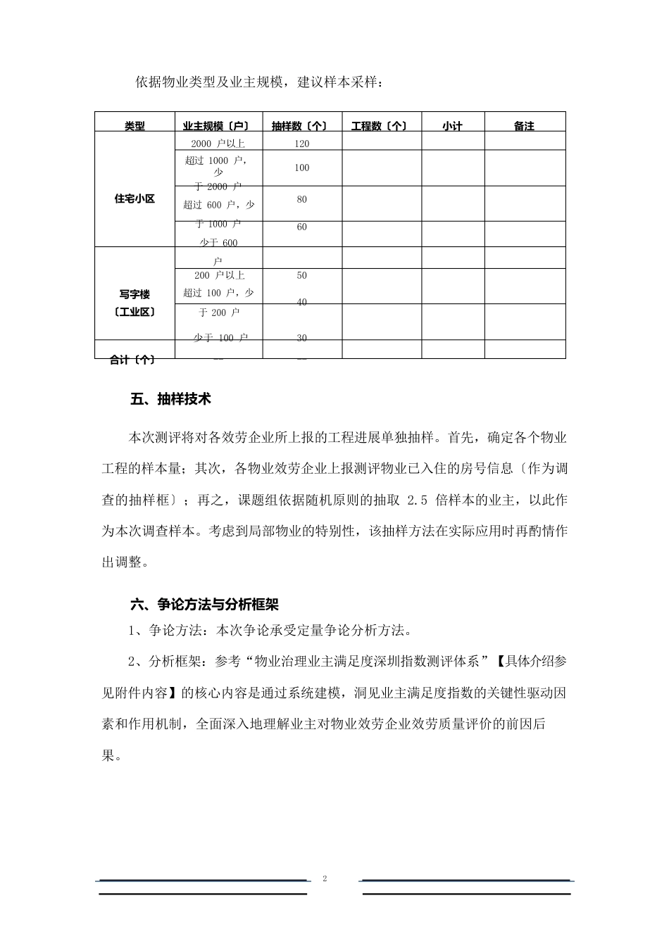 2023年深圳物业管理评优物业满意度测评建议方案_第2页