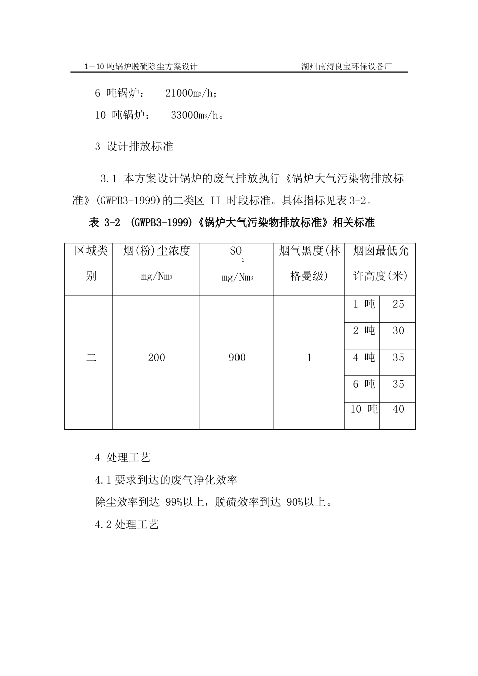 10吨锅炉脱硫除尘设计方案-(布袋+双碱法)_第3页