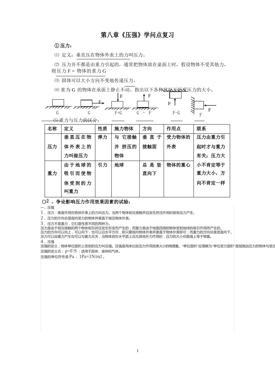 《压强》知识点复习_第1页