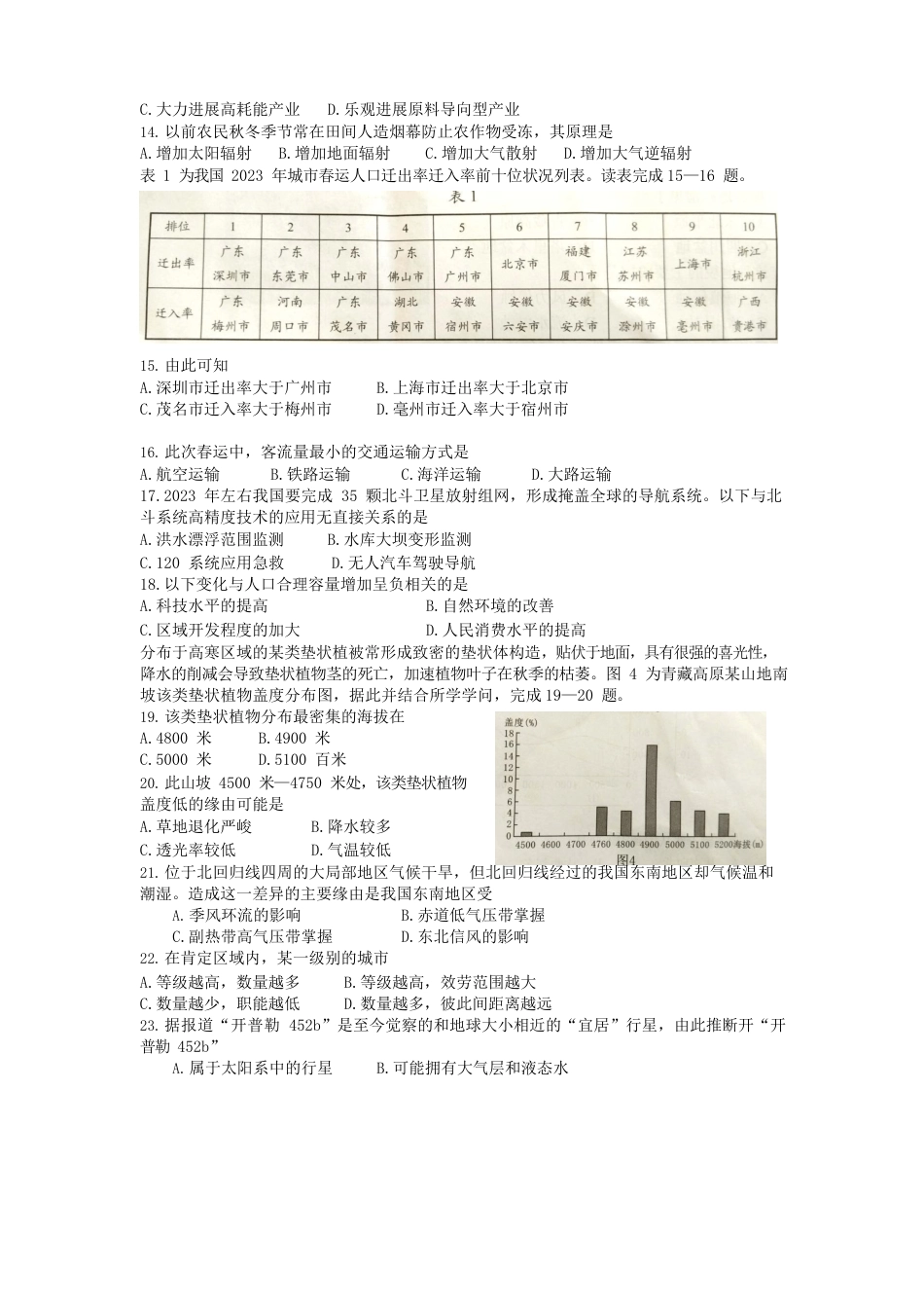 2023年6月广东省普通高中学业水平考试真题—地理试卷d版)_第2页