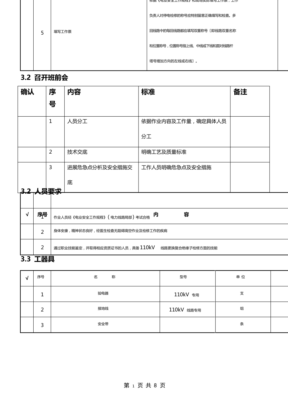 110kV线路更换悬垂复合绝缘子作业指导书_第3页