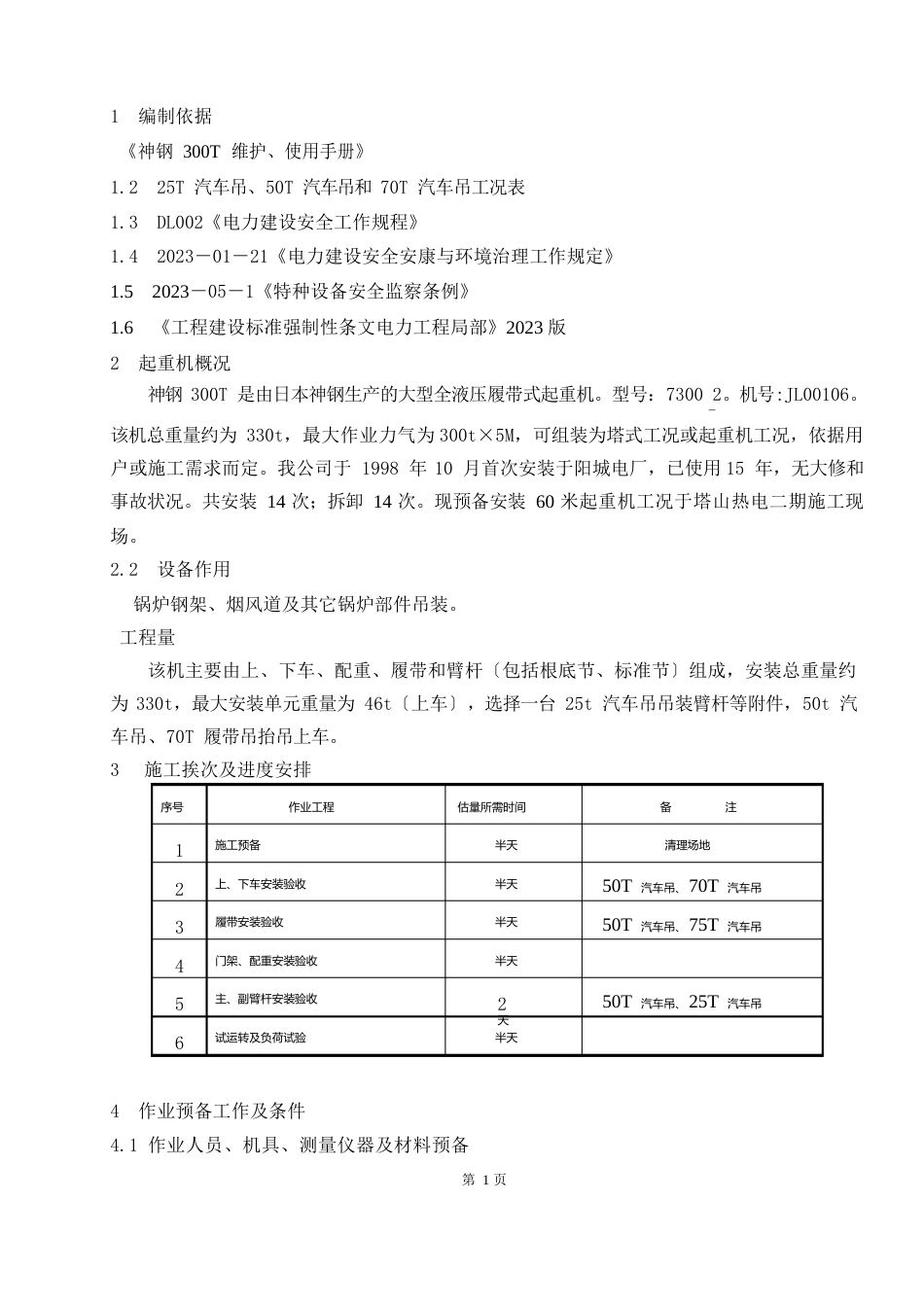 300T履带吊塔山二期安装作业指导书_第1页