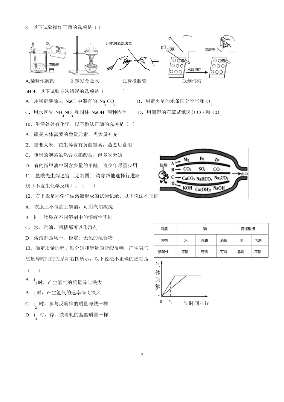 2023年广东中考化学试卷及答案_第2页