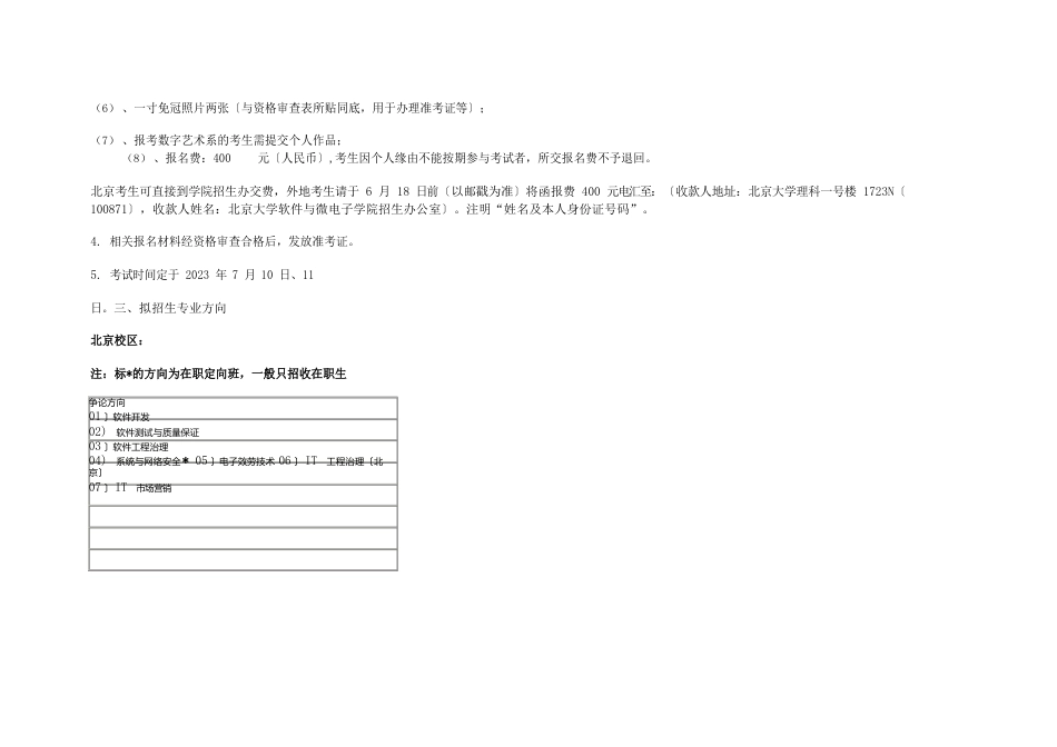 2023年北京大学软件与微电子学院软件工程硕士自主命题招生简章_第3页