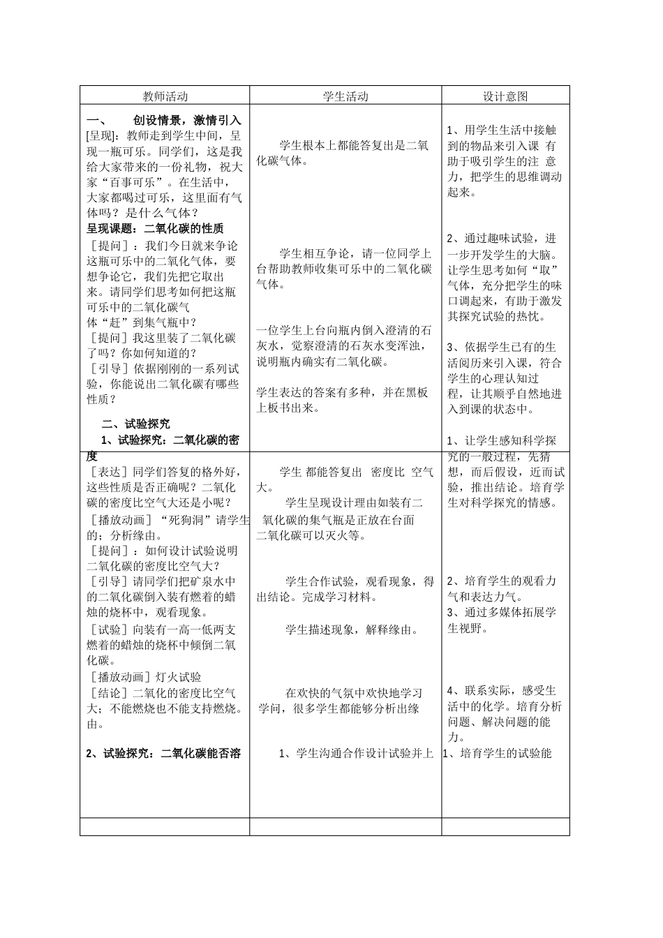 《二氧化碳的性质》教学设计_第2页