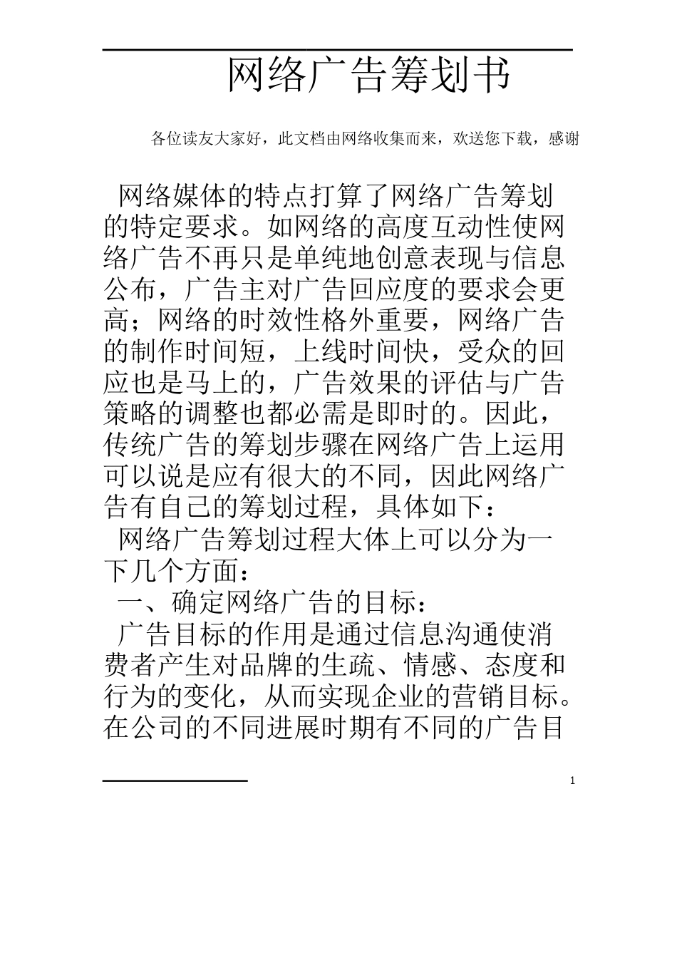 网络广告策划书_第1页