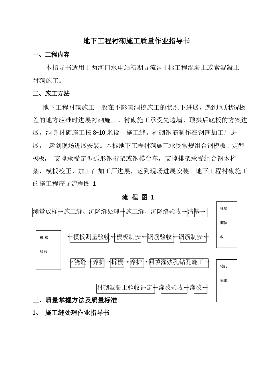 洞室混凝土衬砌质量控制作业指导书_第1页