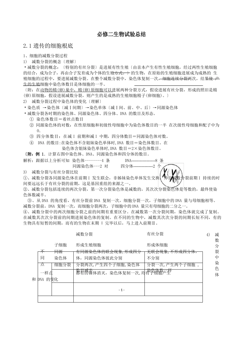 高中生物必修二知识点实验总结_第1页