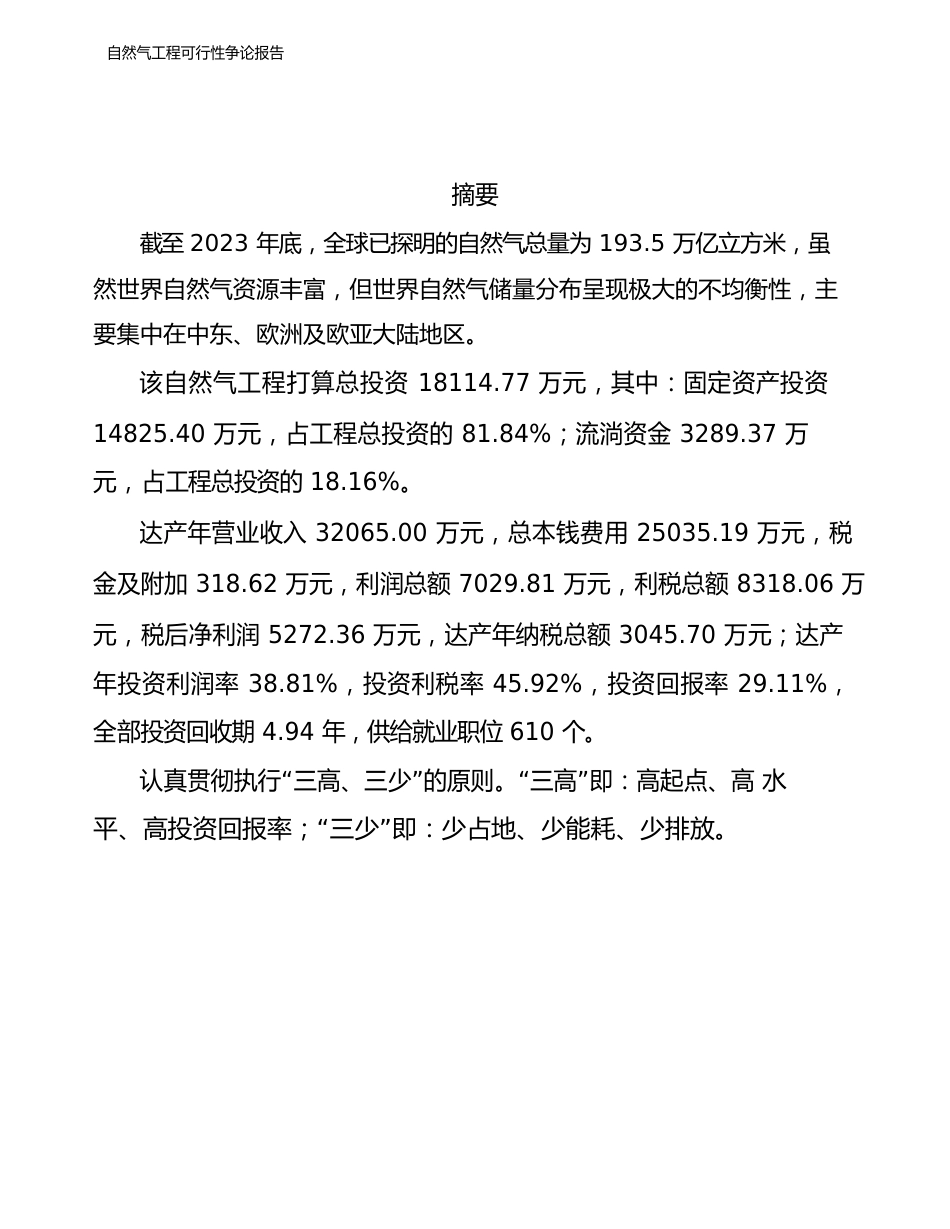 天然气项目可行性研究报告(立项报告)_第2页