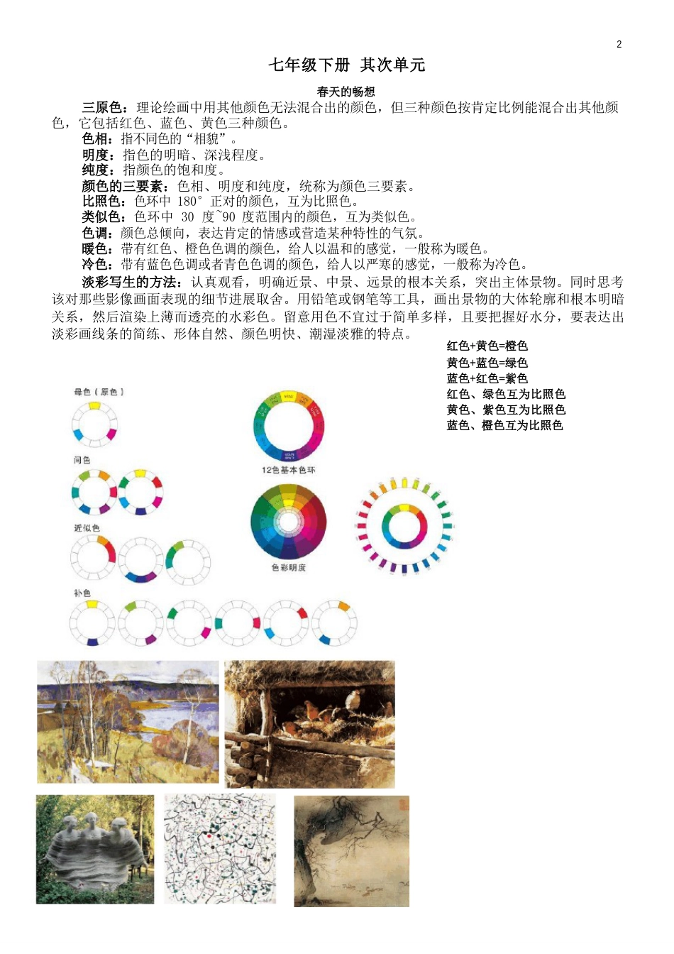 新人教版初中美术中考      美术重点_第2页