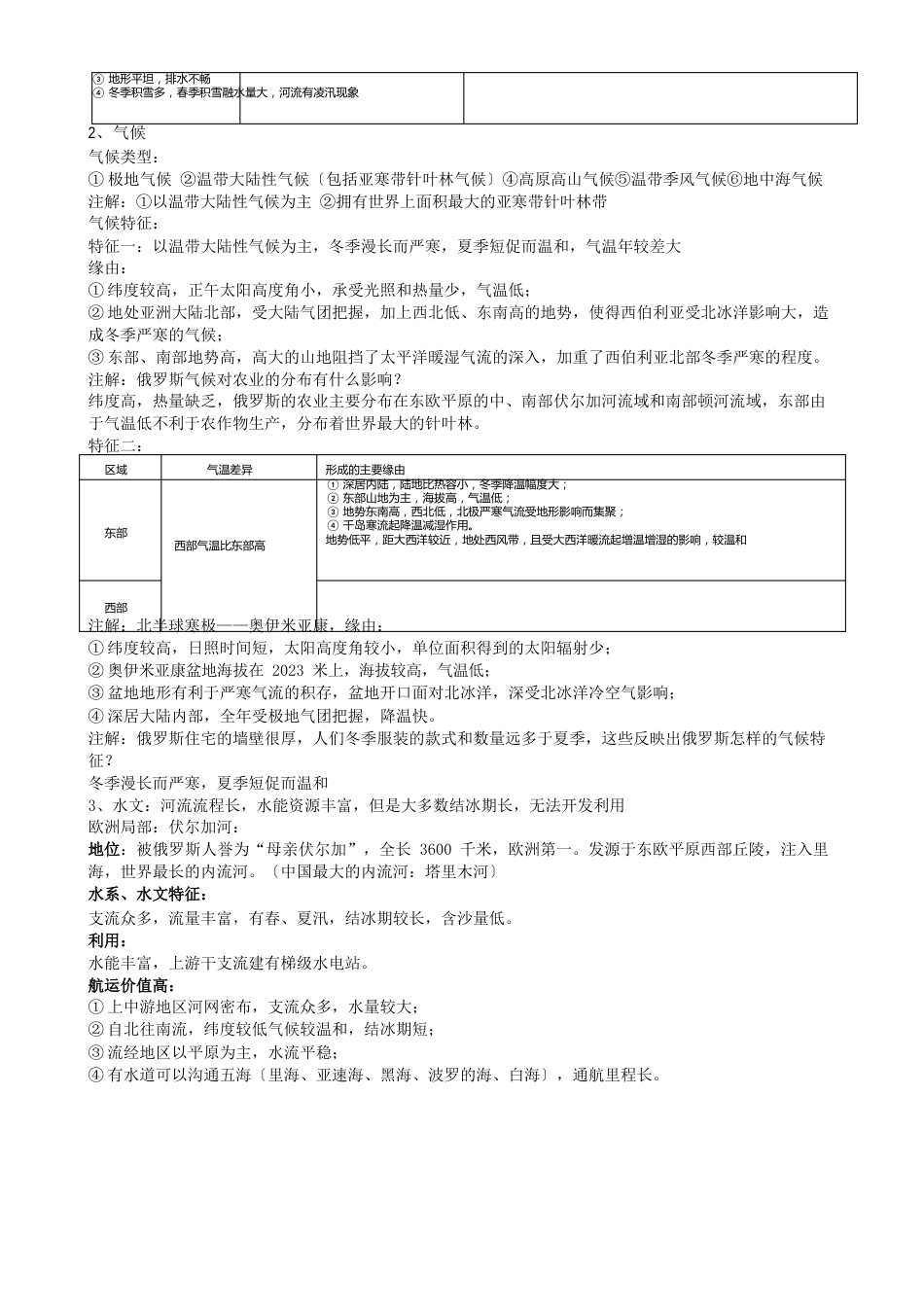 欧洲东部和北亚俄罗斯知识点_第2页