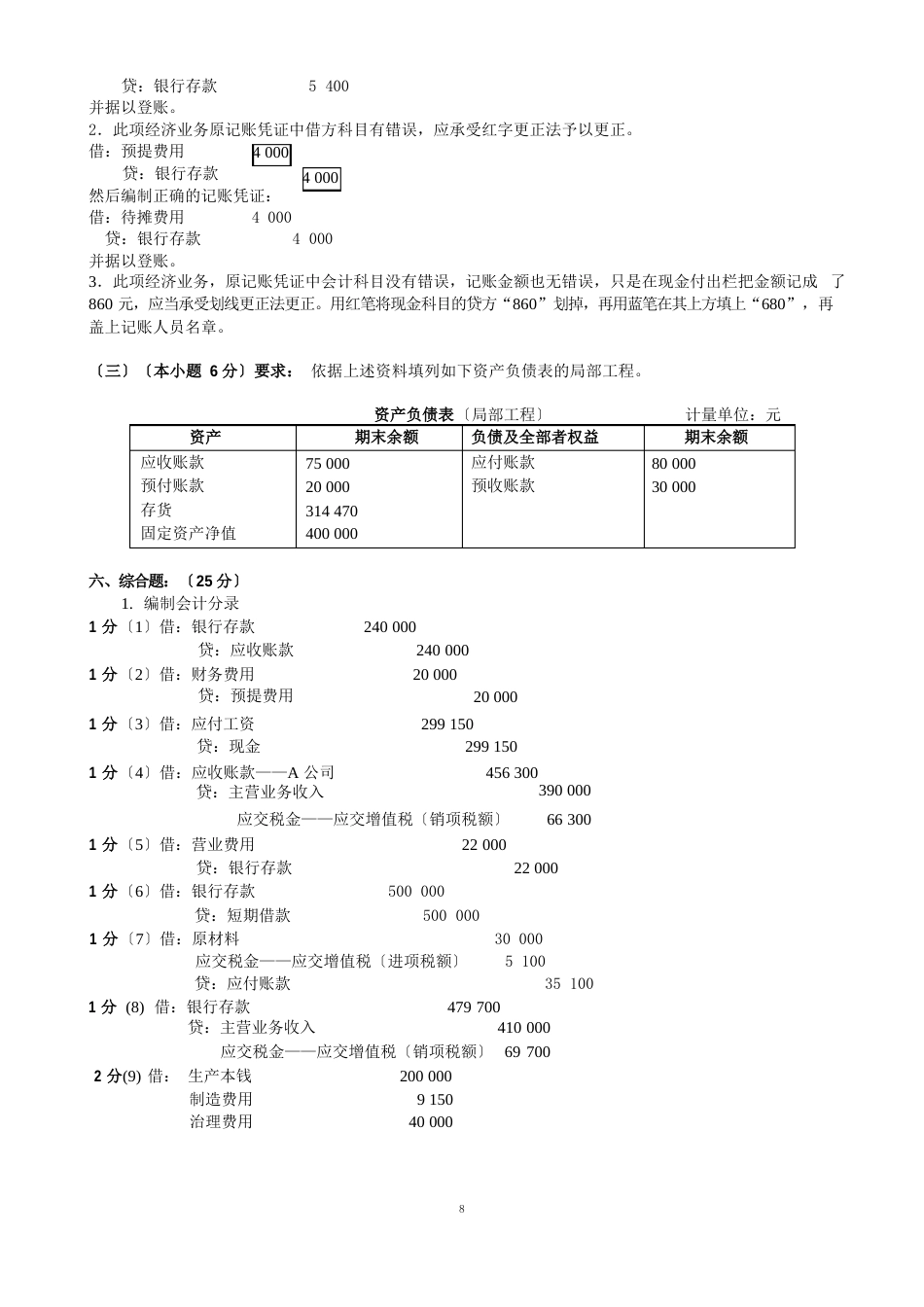 基础会计试卷答案_第2页