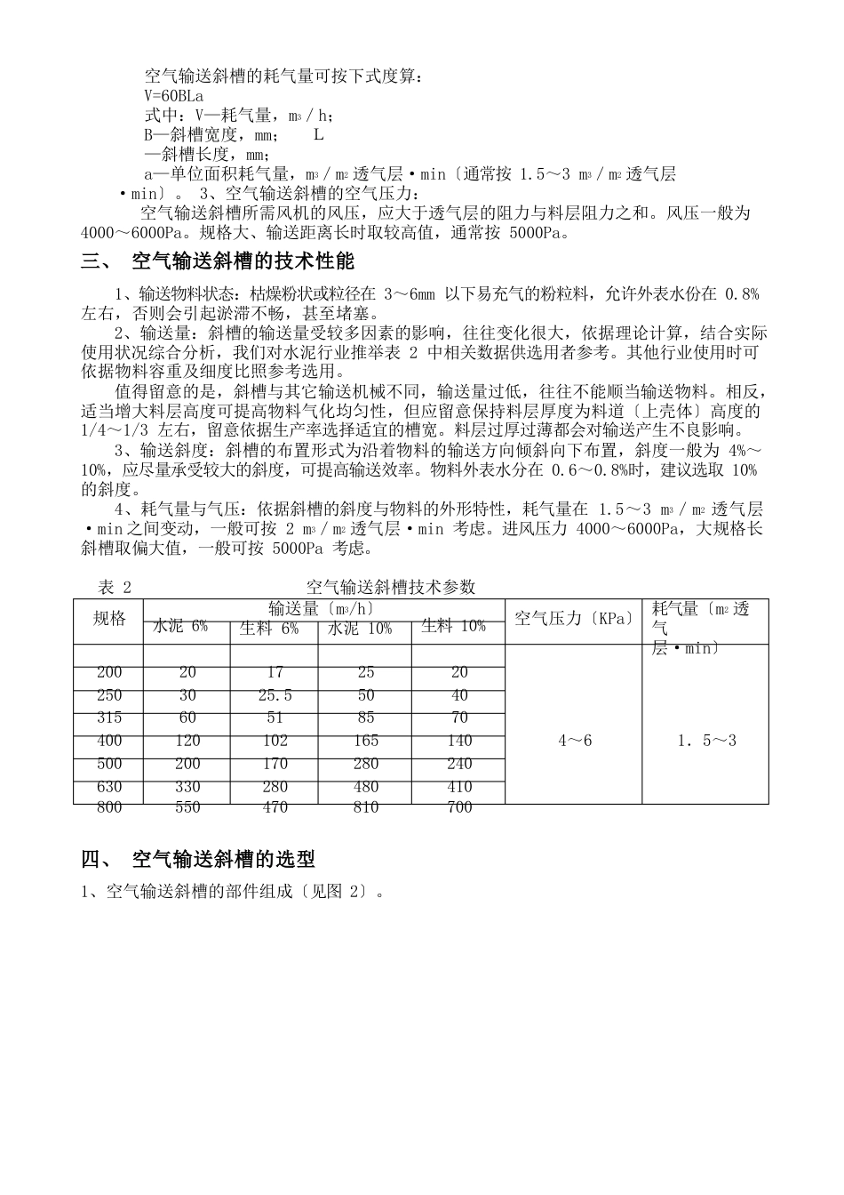 空气输送斜槽介绍及参数_第2页