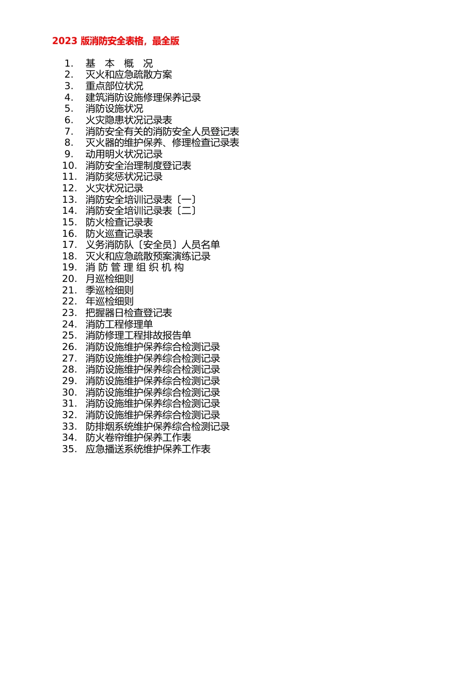 齐全的消防台账_第1页