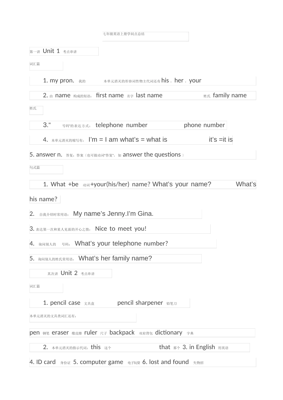 七年级英语上册知识点总结_第1页
