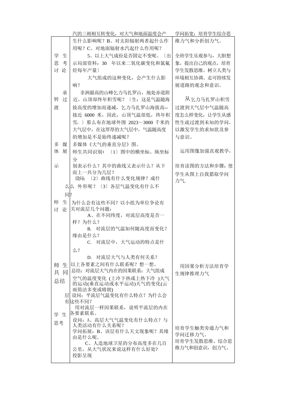 《大气的组成和垂直分层》说课稿_第3页