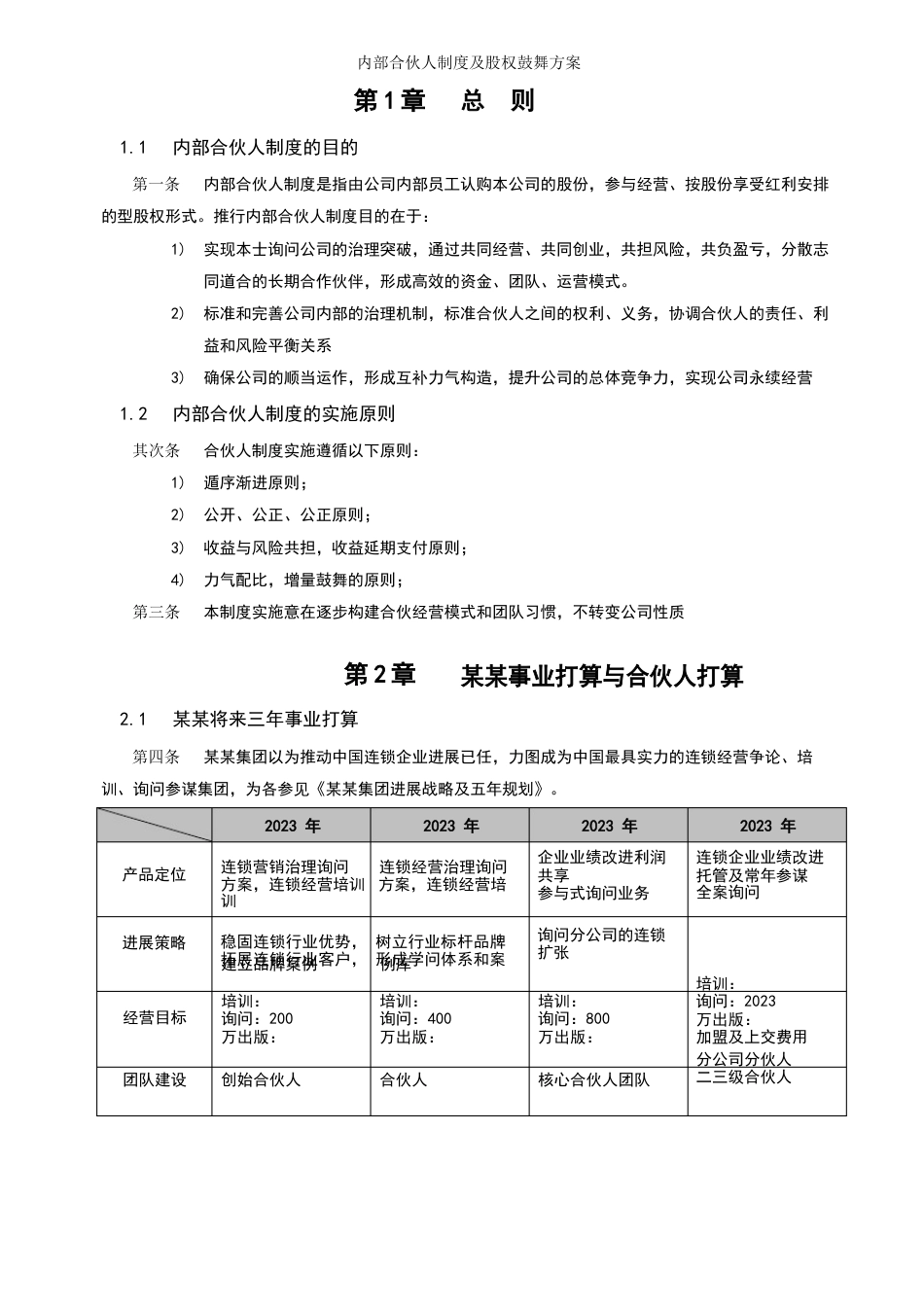 内部合伙人制度及股权激励方案-2023年版_第3页