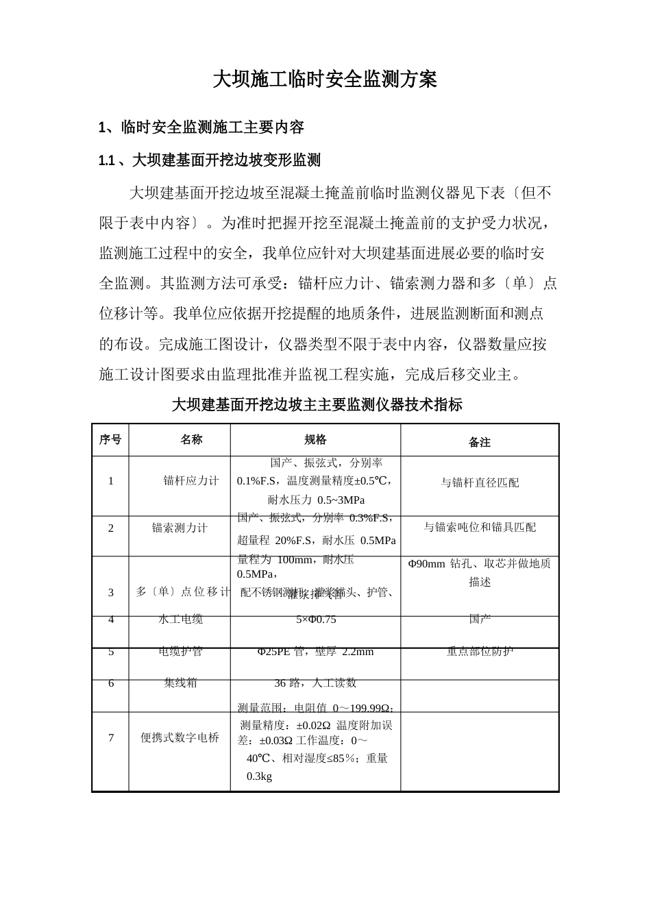 大坝施工临时安全监测方案_第1页