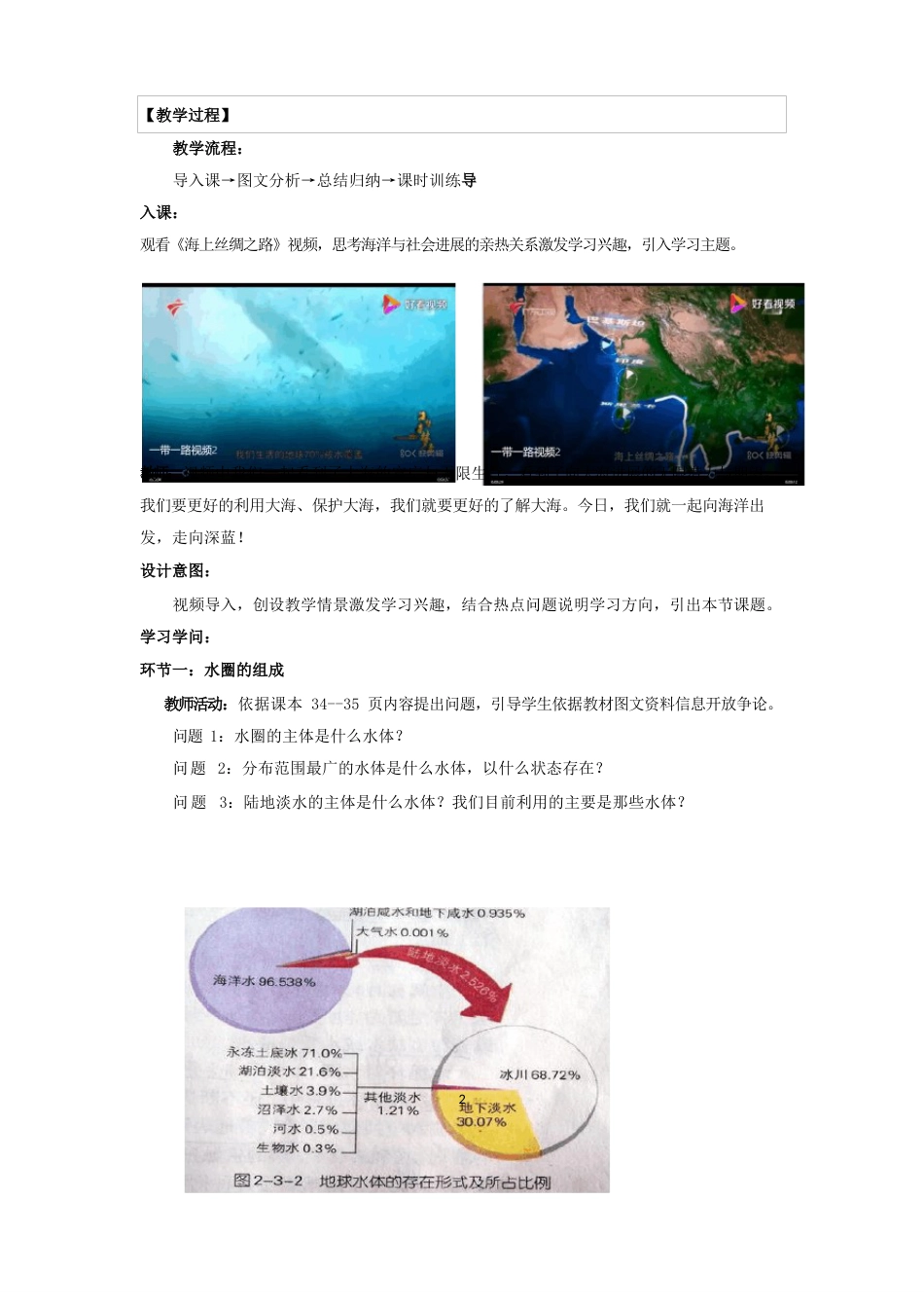 高中地理_必修一第二单元第二节水圈与水循环(第一课时)教学设计学情分析教材分析课后反思_第2页