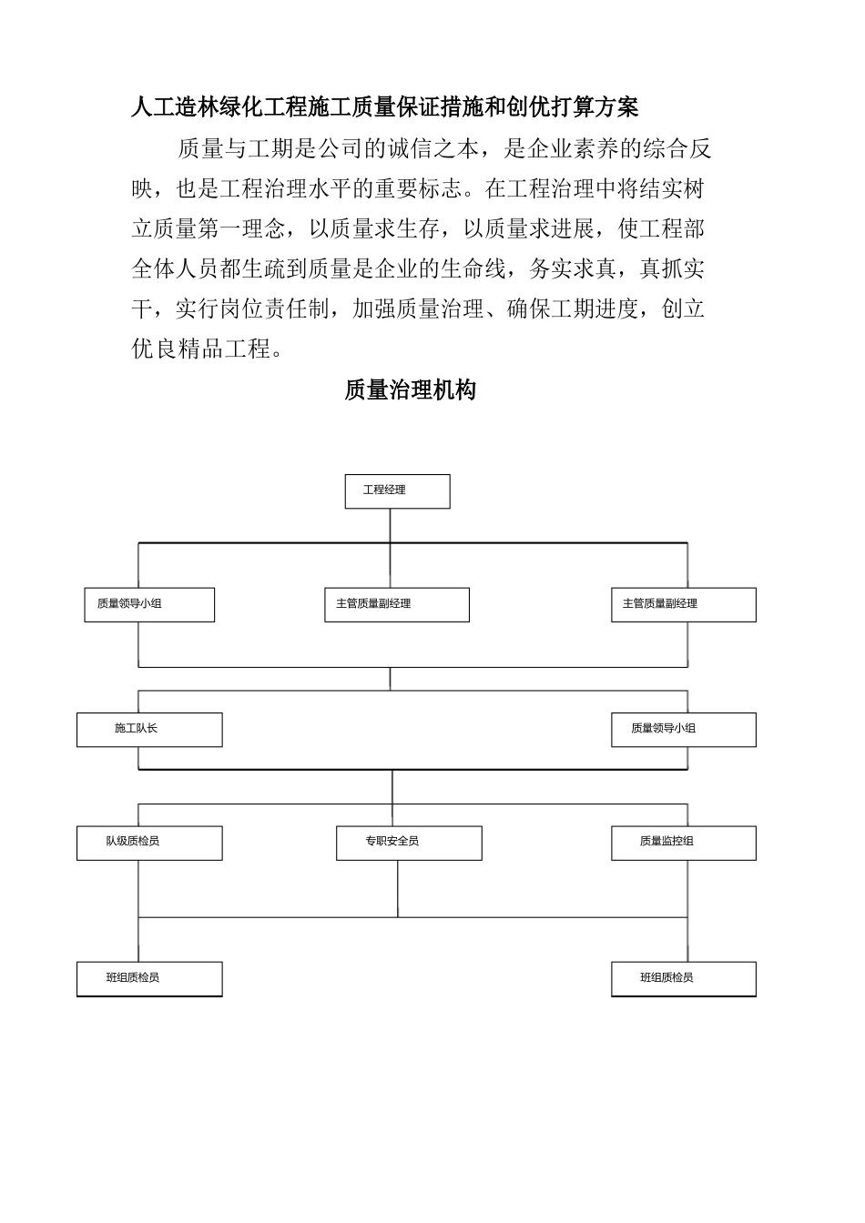 人工造林绿化工程施工质量保证措施和创优计划方案_第1页