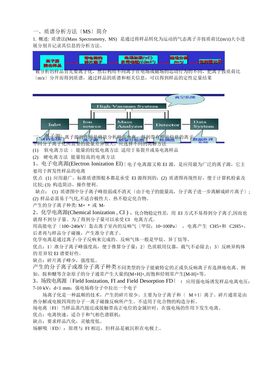 质谱分析方法MS笔记化学表征技术大全_第1页