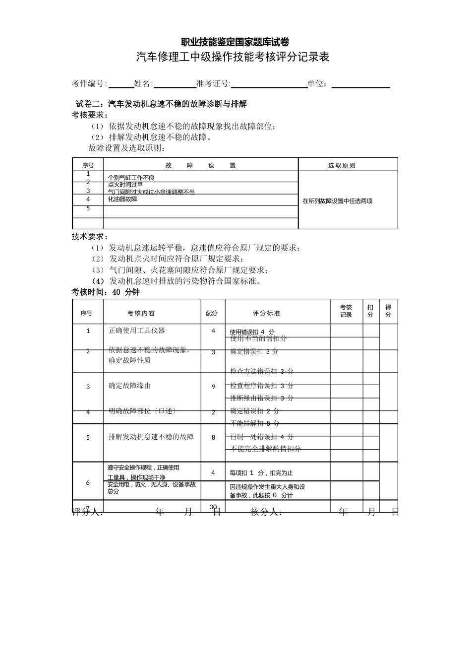 中级汽车修理工技能试卷汇总_故障排除_第3页