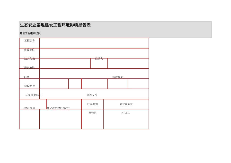 生态农业基地建设项目环境影响报告表_第1页