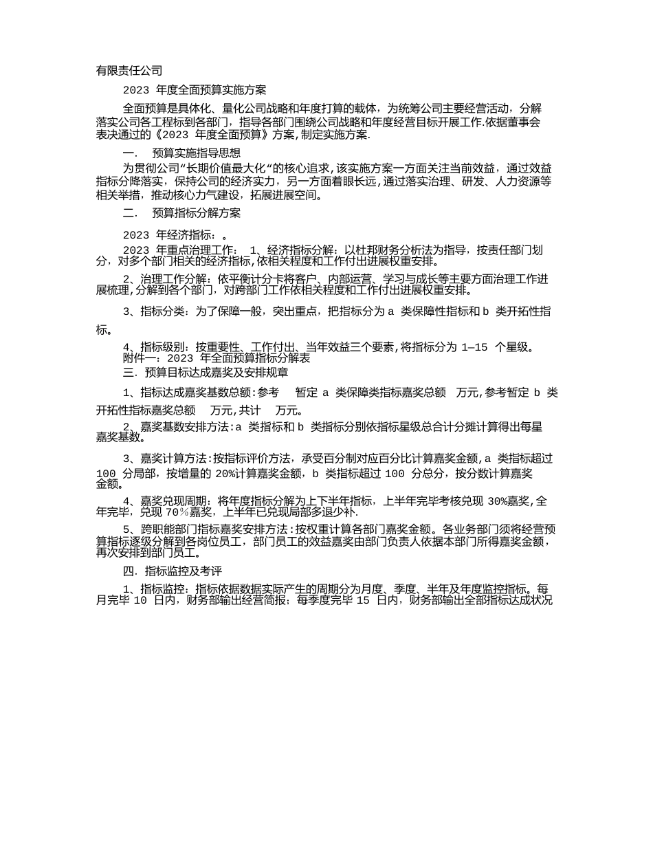 年度预算实施方案_第1页