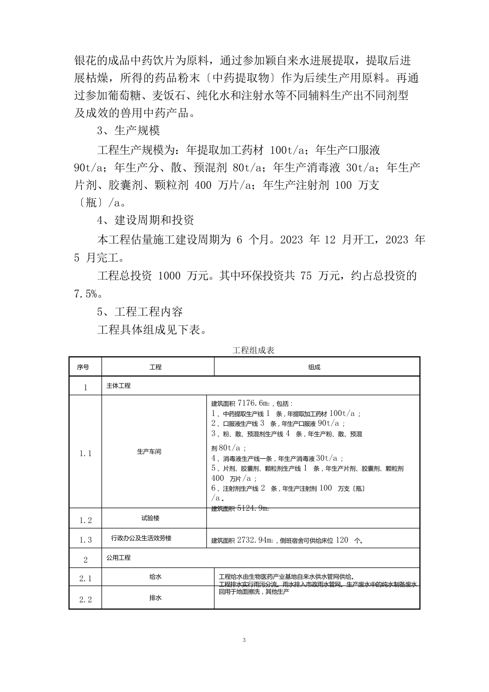 天然药物深加工及其制剂的生产项目环境影响报告书_第3页