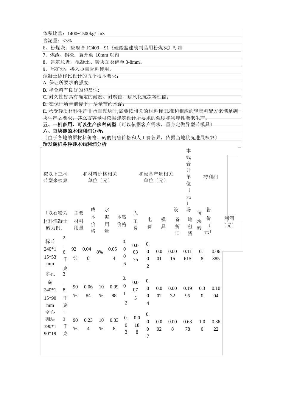 免烧水泥砖项目可行性分析报告及砖成本利润分析_第3页