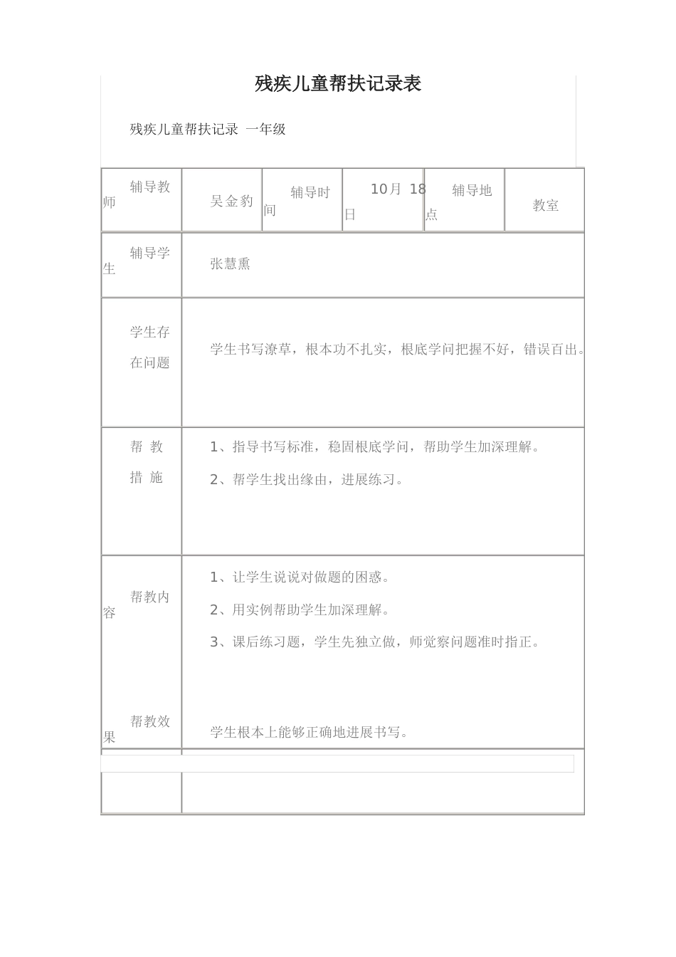 残疾儿童帮扶记录表_第1页