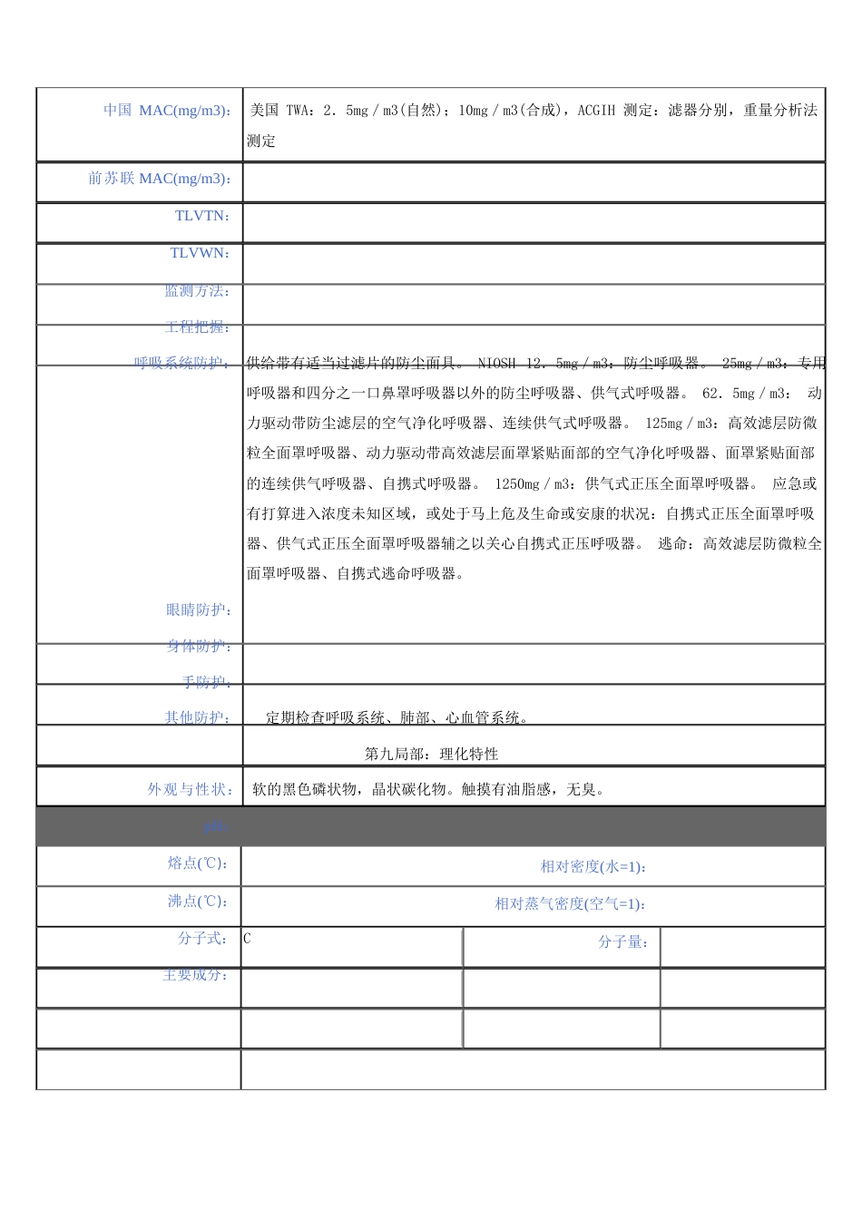 石墨粉安全技术说明书_第3页