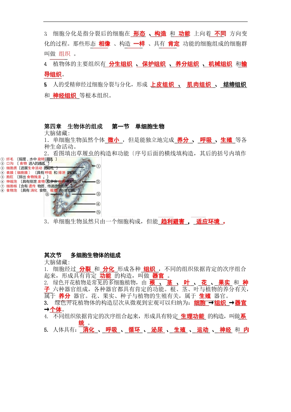 初中生物七年级上册复习知识点_第3页