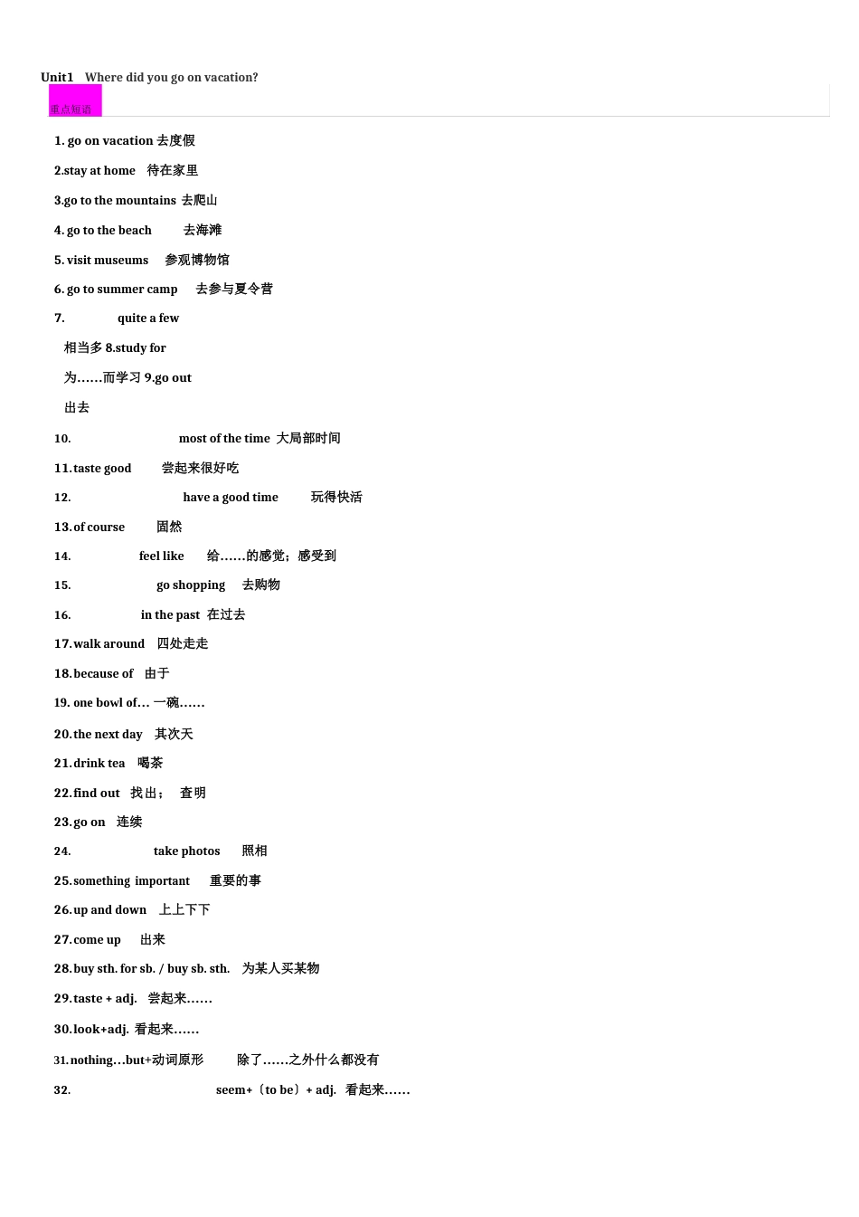 人教版新目标八年级上册英语知识点全册_第1页