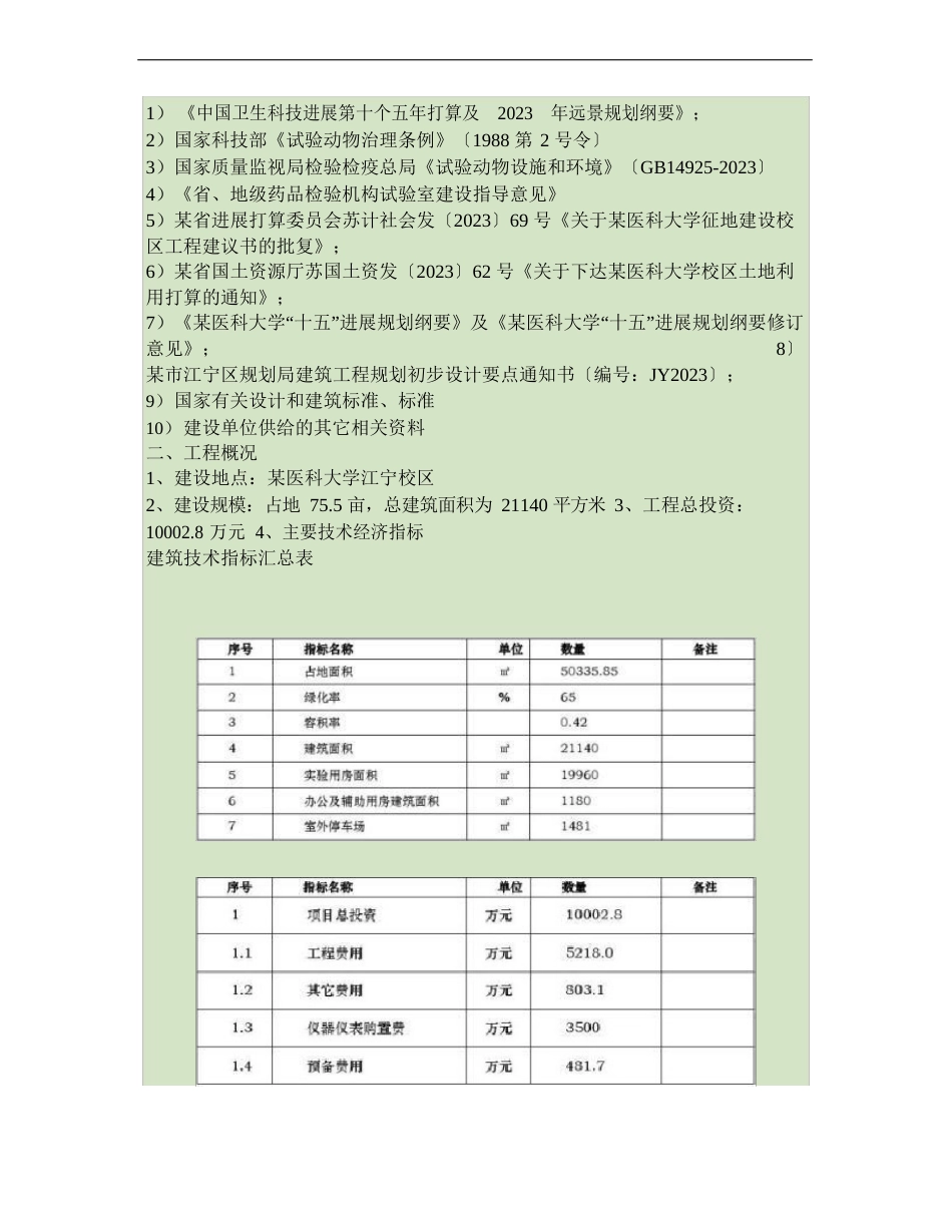 某医科大学某省医药动物实验基地项目可行性研究报告_第3页