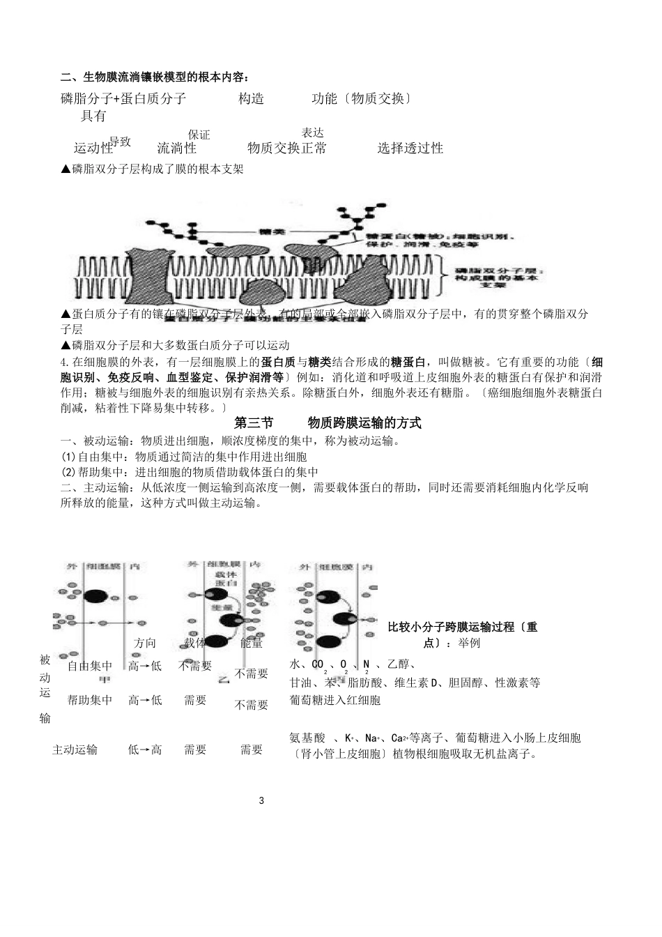 必修1_细胞的物质输入和输出知识点详解_第3页