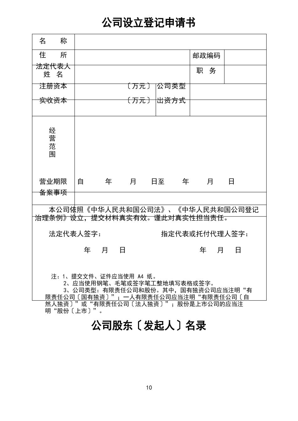 企业注册申请书_第3页