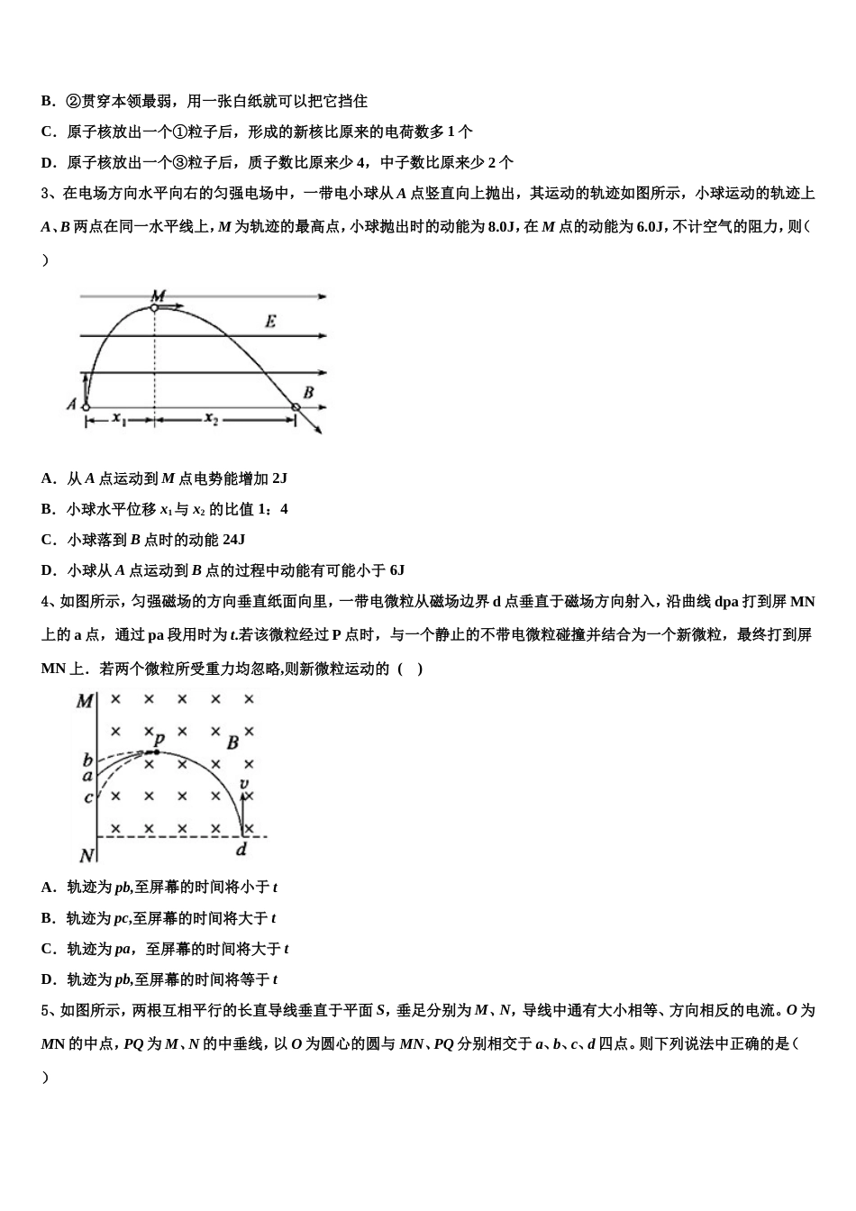 安徽省阜阳市界首中学2023届高三冲刺高考模拟物理试题（五）_第2页